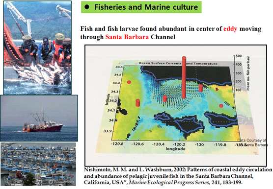 산타바바라 연안에서 해양리더로 관측된 와동과 어획고 비교