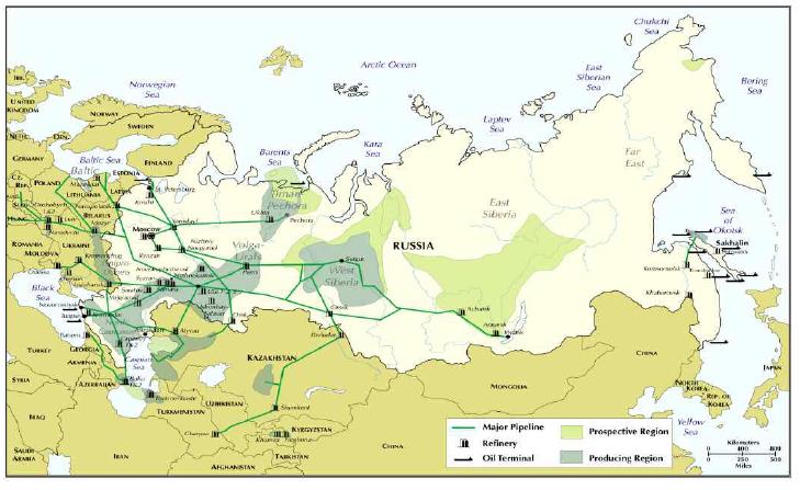 러시아 북극지역 원유 수송 인프라 현황