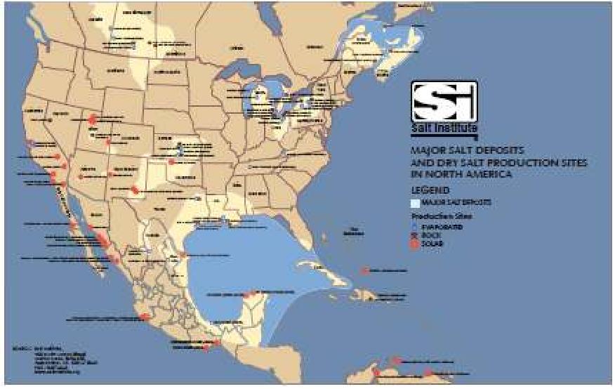 미국의 주요 소금 생산 지역