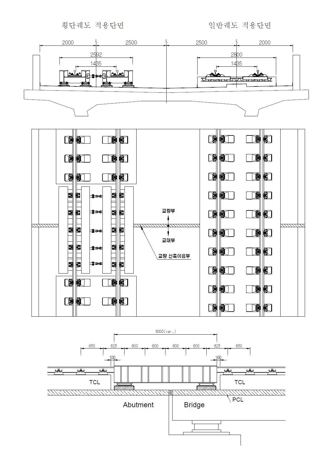 횡단궤도시스템 시공개요도(콘크리트궤도)