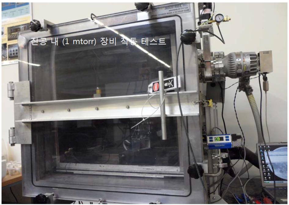 Operation test of the AXS at a vacuum chamber at Honeybee Robotics (1 mTorr).