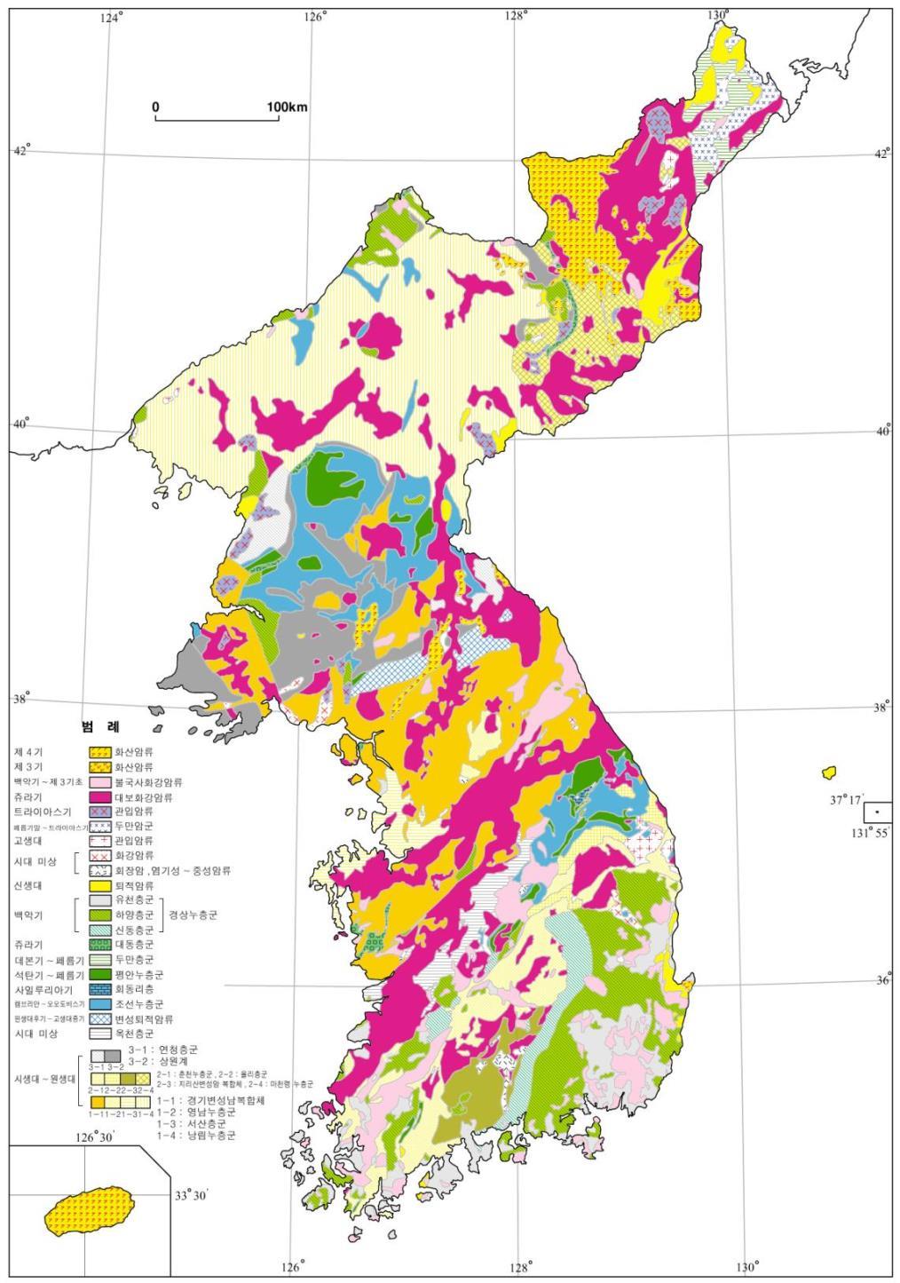 우리나라 지질 분포도