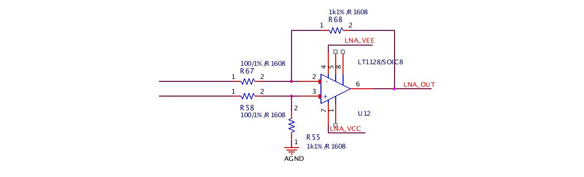 Schematic of differential amplifier for LNA