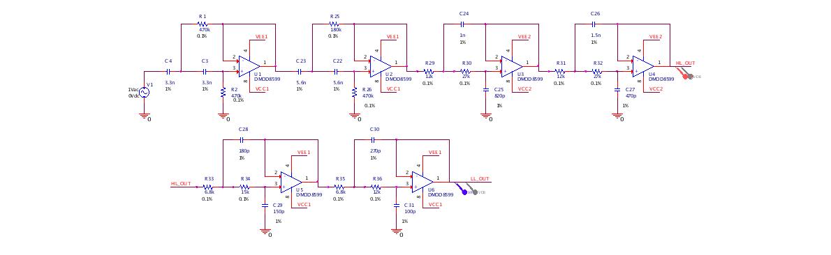 Final schematics for the band pass filters