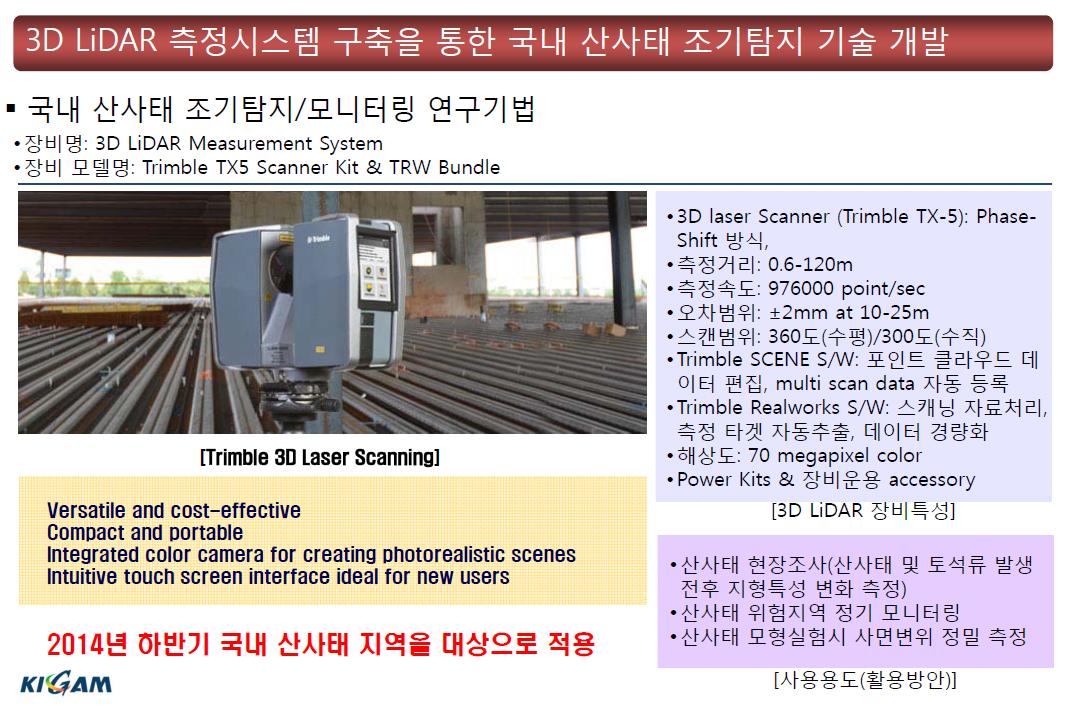 산사태 모니터링 장비 구축을 통한 국내 산사태 지역 적용(KIGAM)