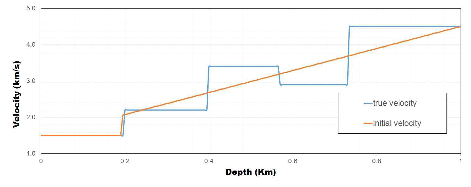 True(step) and initial velocity model