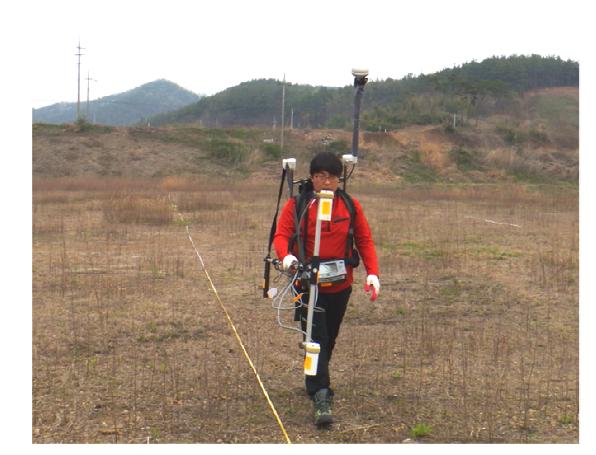 A view of magnetic survey in field site.