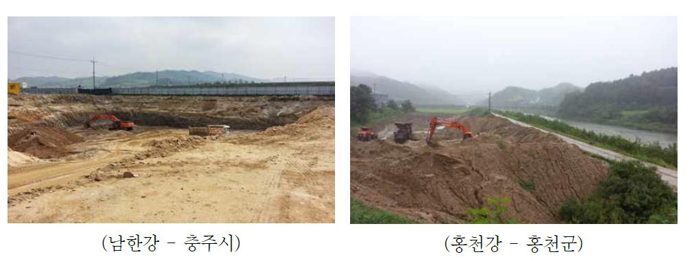 Aggregates collecting sites at Namhan River and Hongcheon River.