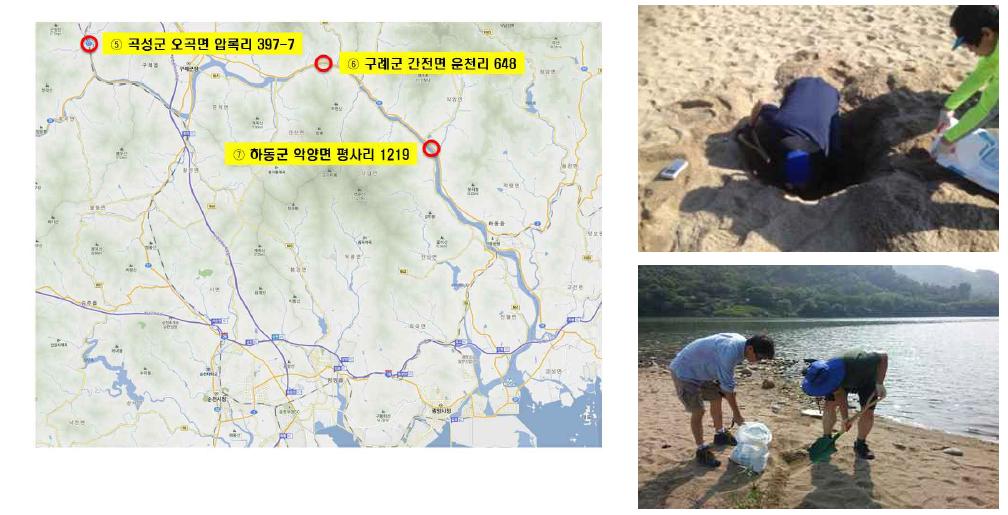 Map of sampling points at Seomjin River.