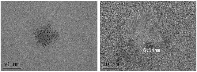 The estimated size of MPA capped ZnS quantum dots was 6.14 nm based on the TEM characterization.