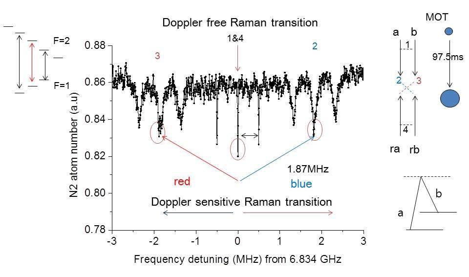 Raman spectrum of free-falling Rb atom cloud.