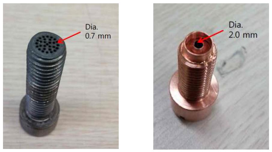 Atomic beam nozzles : old design(left) & new design(new design)