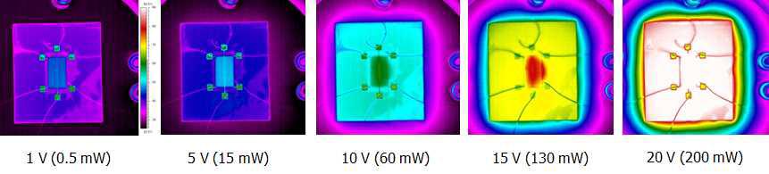 Temperature distribution Image according to input power with no-flow