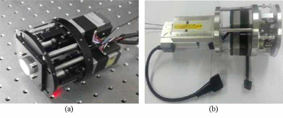 Photos of (a) Galvano-scanner of source part (b) Galvano-scanner of the telescope secondary mirror