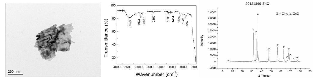 Results of Characterization on ZnO Nanoparticles