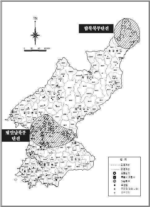 대상 지역별 탄광 분포도