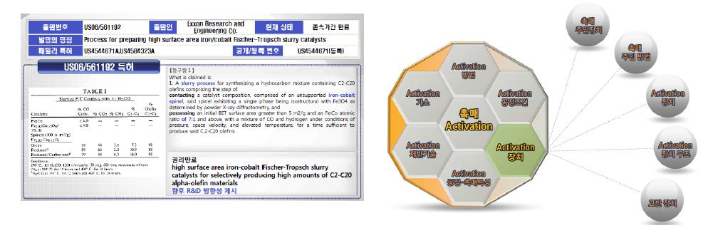 공지기술 활용(좌) 및 특허망 구축(우) 예시