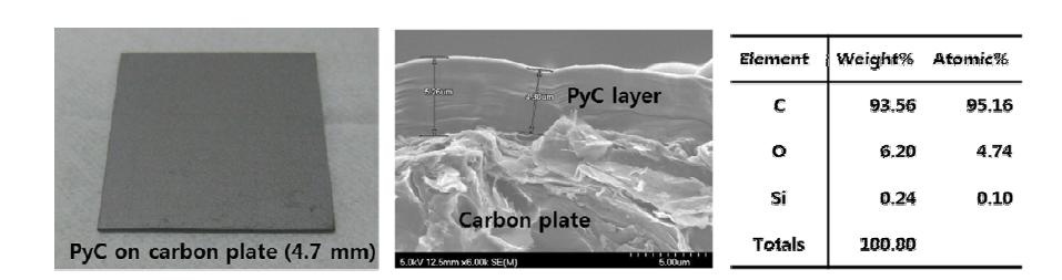 PyC coating layer의 SEM과 EDX 결과