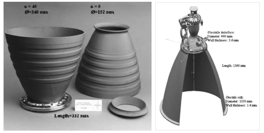 Cf-SiC 복합소재를 이용한 Vulcain Nozzle과 Aestus Engine Nozzle