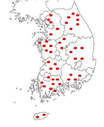 생활폐기물 소각 설문조사 실시 지역분포