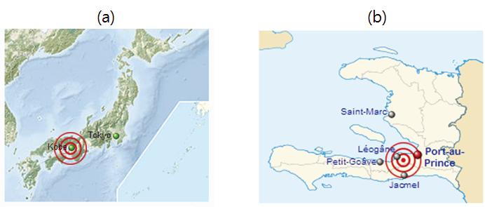 1995년에 일어난 고베 대지진과 2010년에 일어난 아이티 대지진