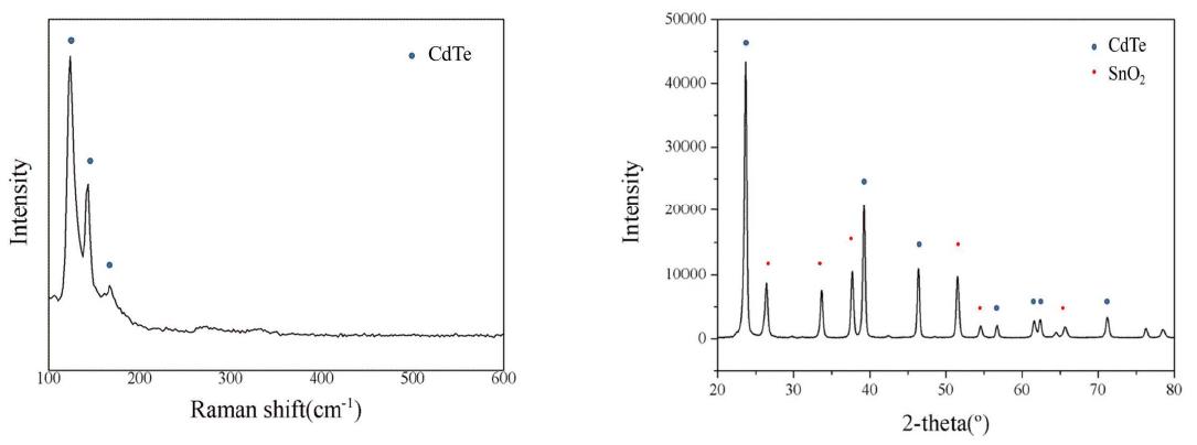 Raman spectra and XRD result of prepared CdTe catalyst by electro-depostion method