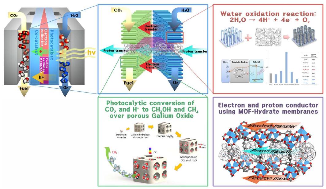 Schematic diagram for component of integrated artificial photosynthesis system