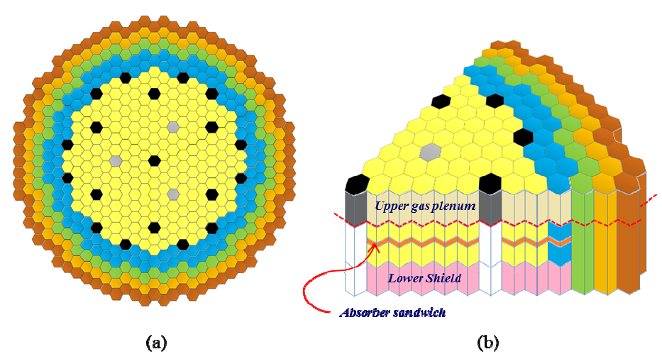 Problem configuration [(a): Radial view of the SFR core (b): Schematic view of the SFR core]