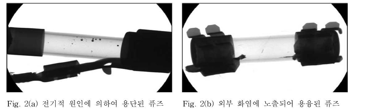 화재현장에서 수거한 퓨즈의 X-ray 형태