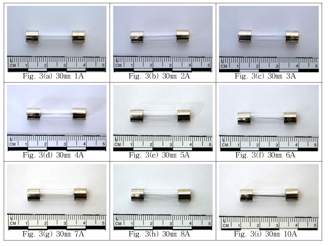 실험에 사용된 퓨즈의 종류