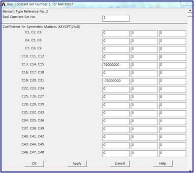 ANSYS에서의 Matrix27 입력 요소