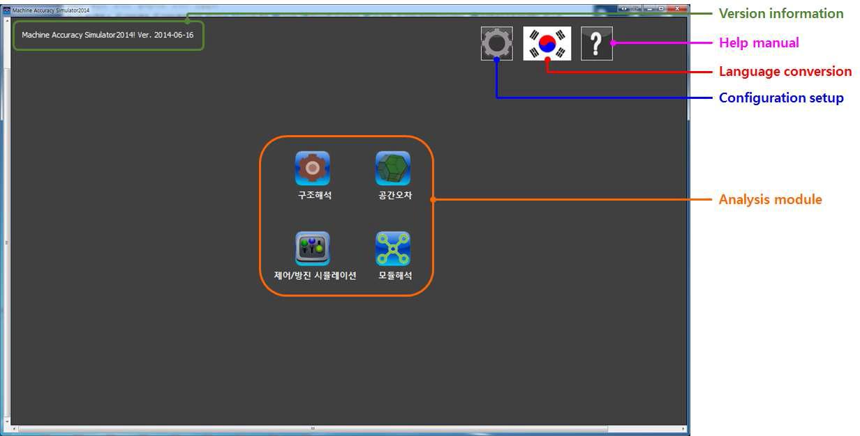 MAS 2014 주 메뉴 화면 구성