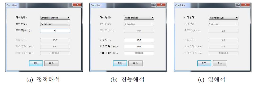 ‘해석 조건 입력’ 버튼의 입력창