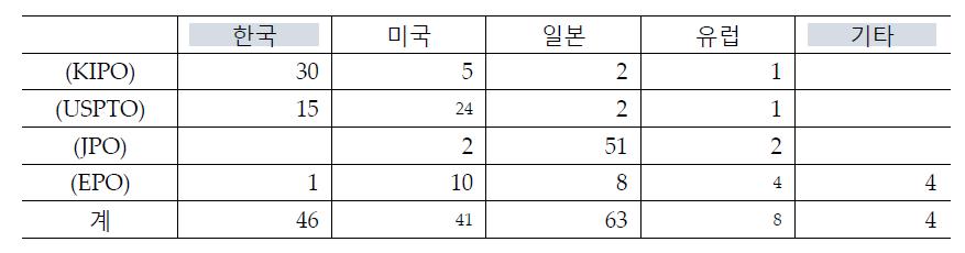 주요시장국 국적별 특허 출원 건수