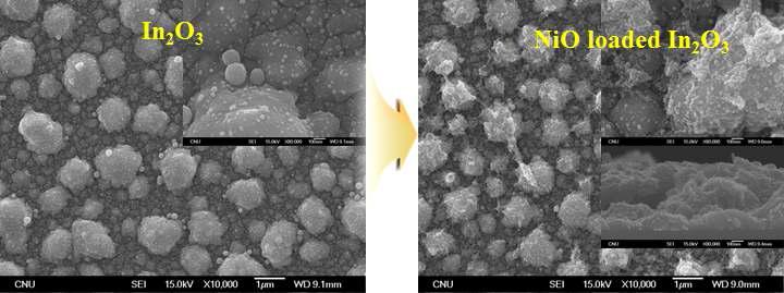 In2O3-NiO 박막센서의 SEM사진