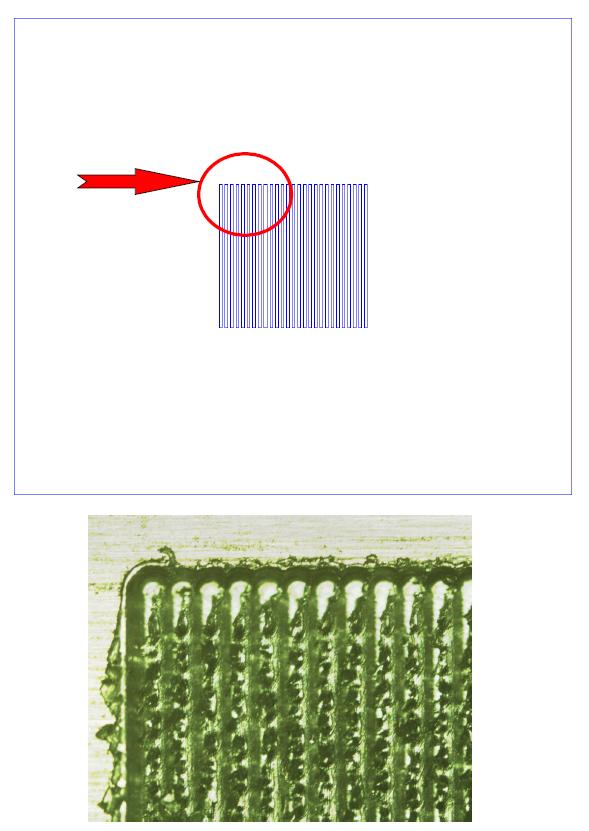 수직방향 압력감지 소자 하부구조물용 설계(위) 및제작된 패턴 현미경 형상(아래)