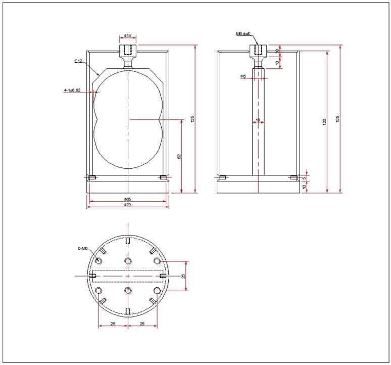 2축 로드셀 설계 도면 – Model 1 (Fx : 200 gf, Fz : 500 gf)