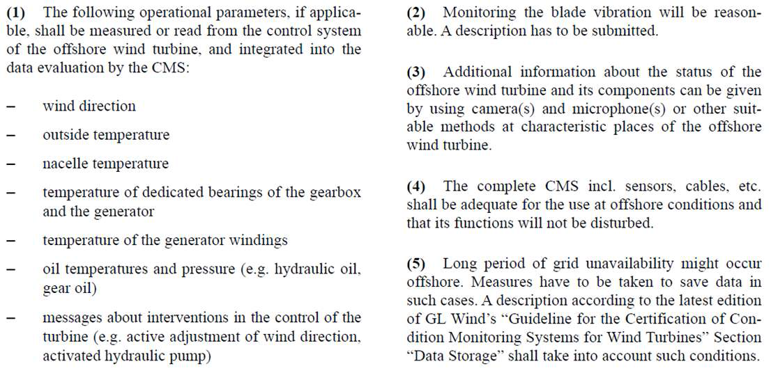 해상풍력발전기 상태감시시스템의 요구 측정항목