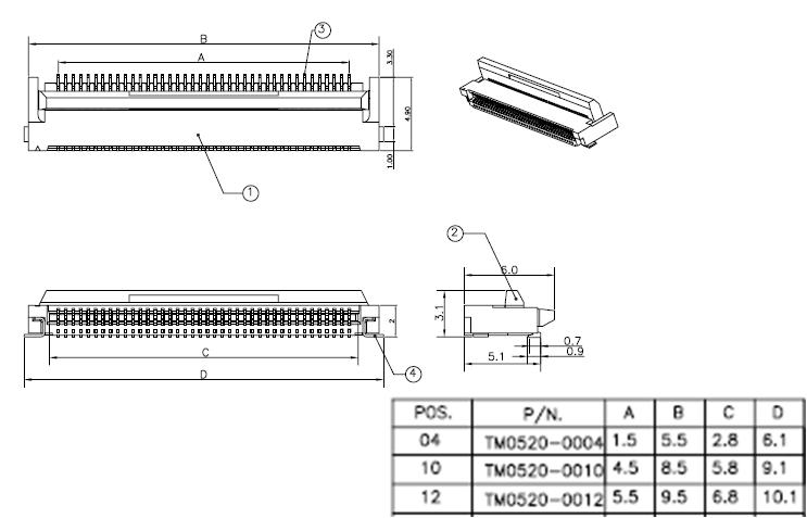 FPC Connector 부 선정: TM0520-0012(12 pin)