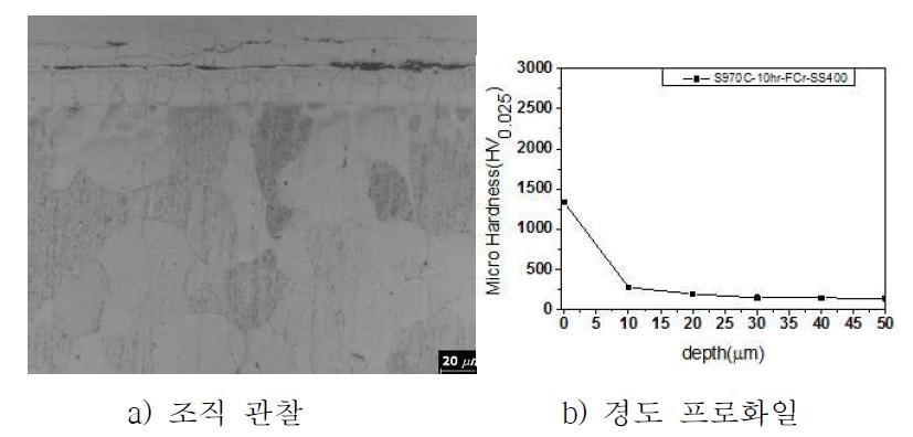 SS400 강종의 FCr조성 970℃, 10hr 처리된 층의 분석 결과