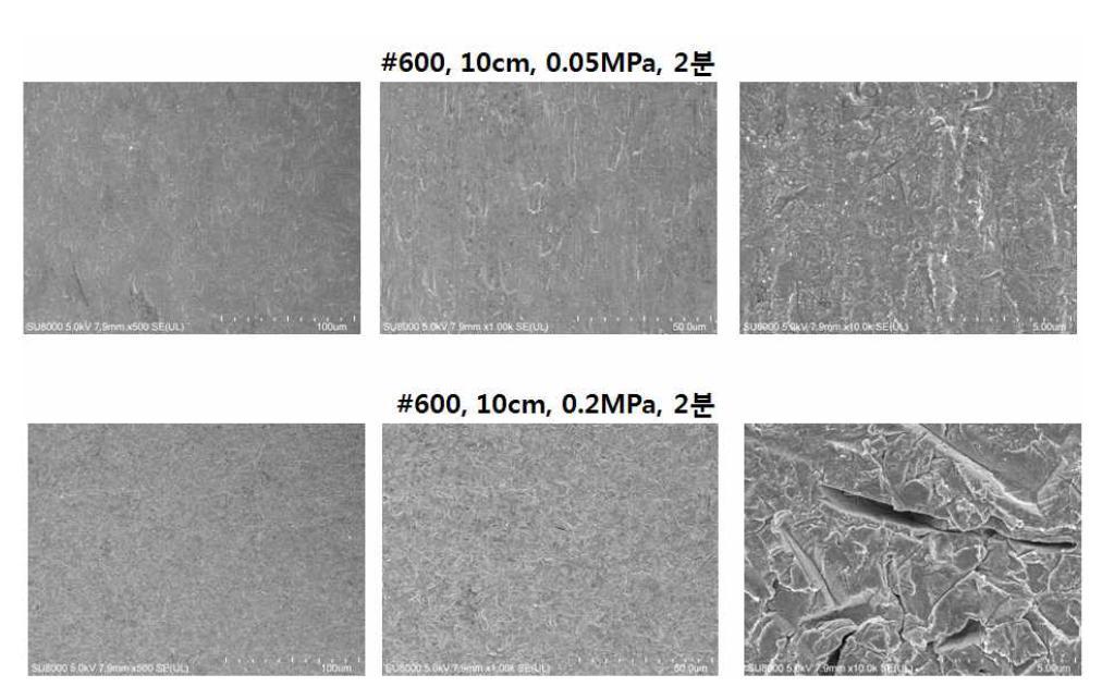 정면조건별 FE-SEM(X 500, X 1,000, X 10,000)