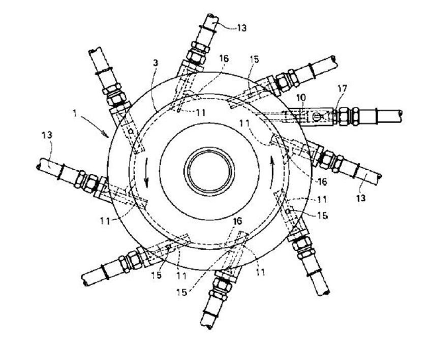 일본 Hosokawa사의 분쇄기 평면도 (일본 特開平11-179228, 1999)
