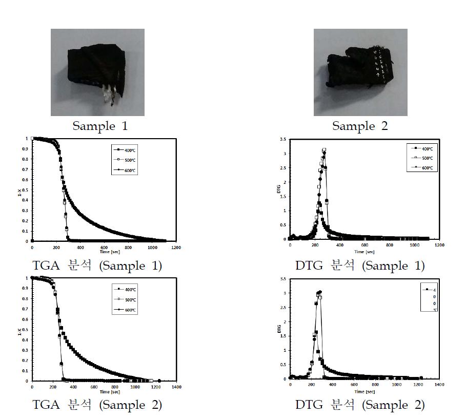 TGA 및 DTG 분석 결과