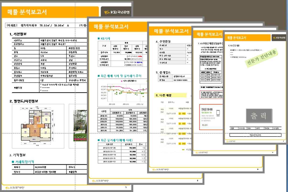 KB국민은행 부동산상담시스템 와이즈넷-매물분석보고서 화면