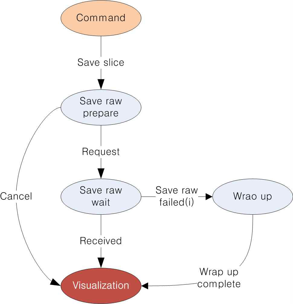 SLICE SAVE RAW state transition diagram
