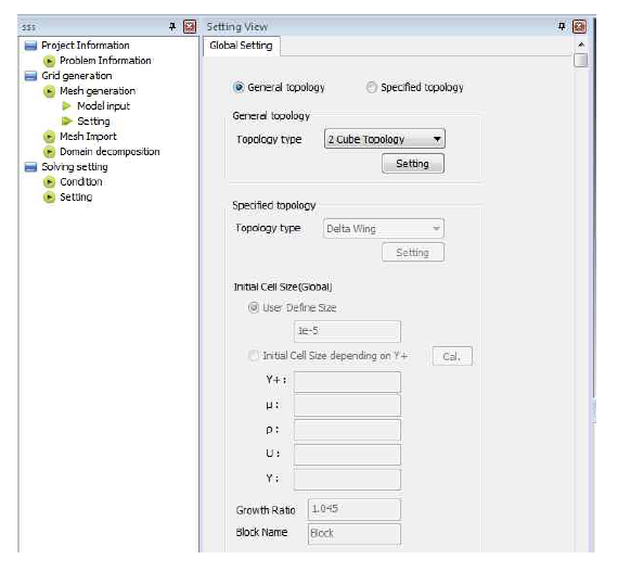 Parameter setting on the structured grid mesh