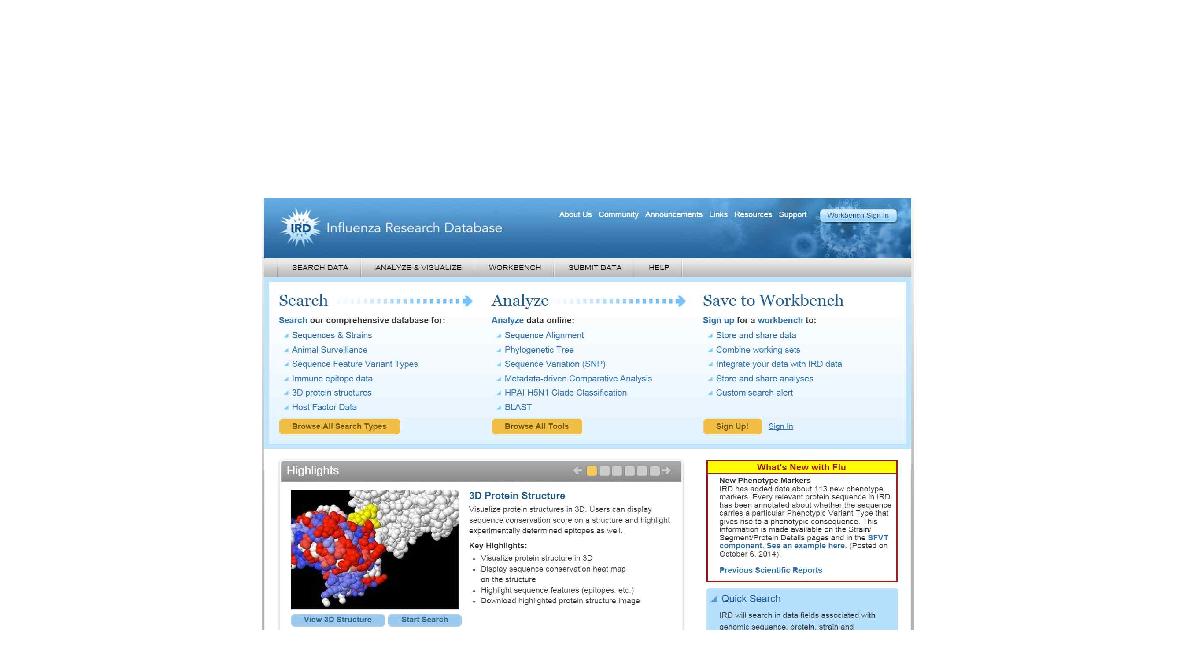 IRD Web portal example, http://fludb.org