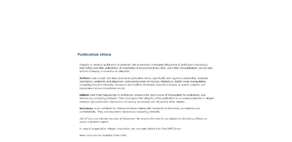 Code of Ethics for JISTaP Publication