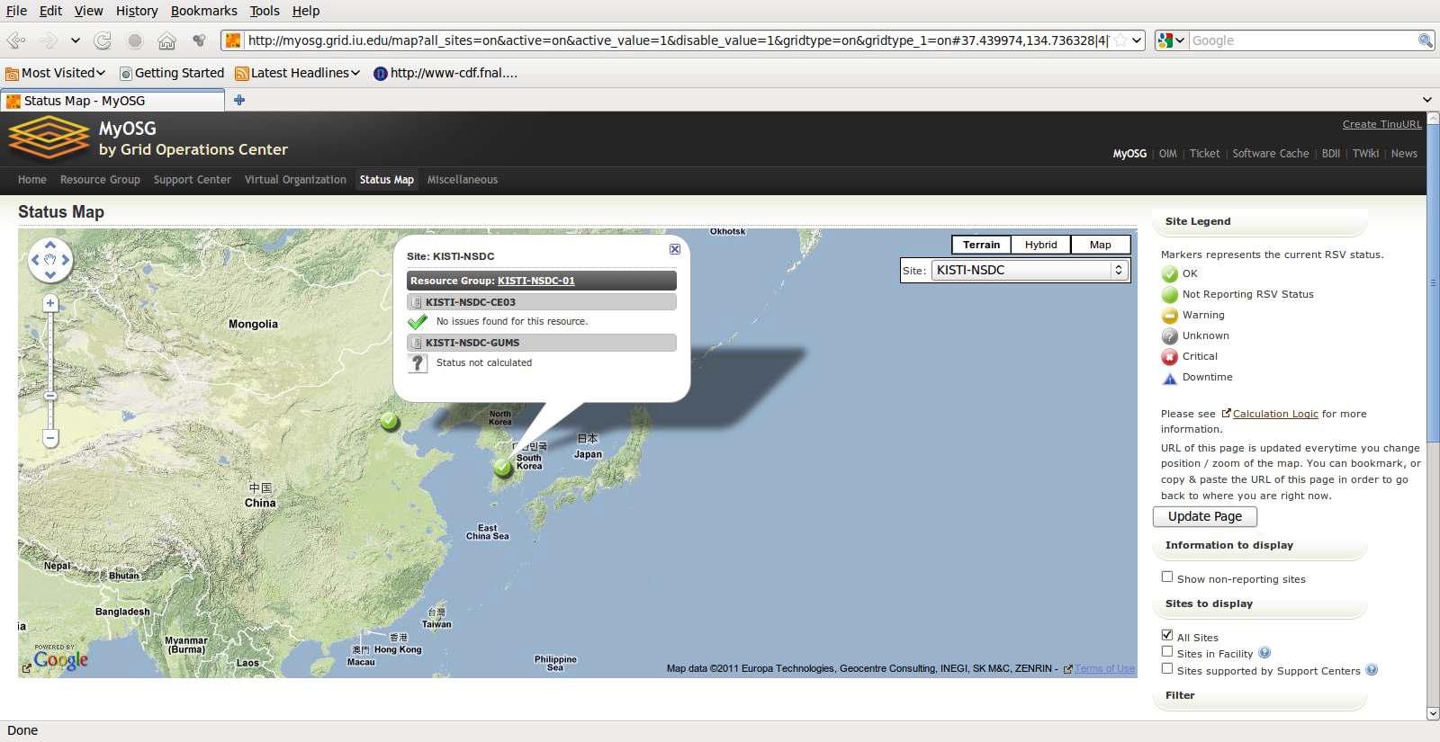 Monitoring of OSG site serviceability