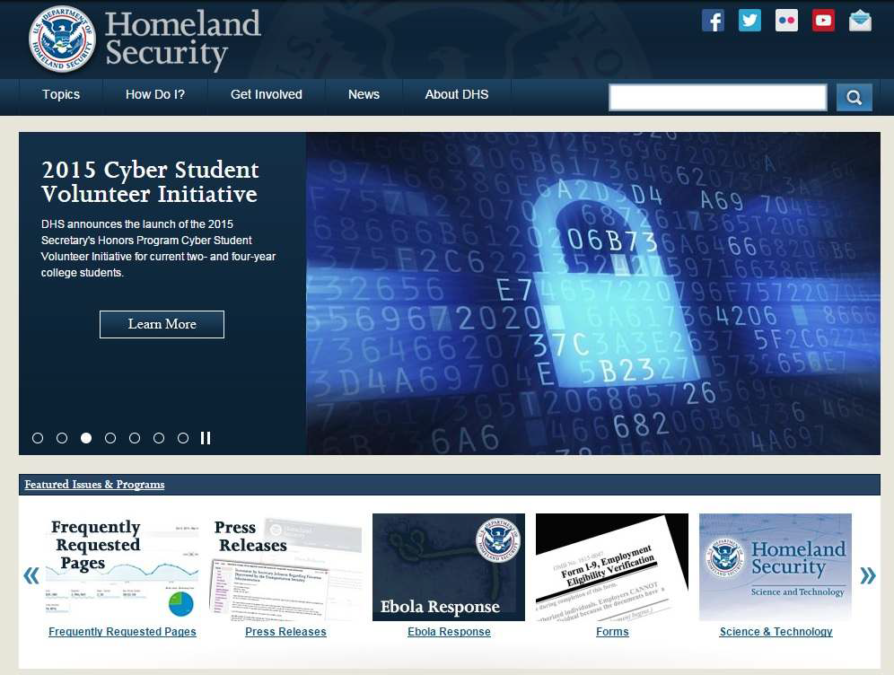 Homepage of DHS